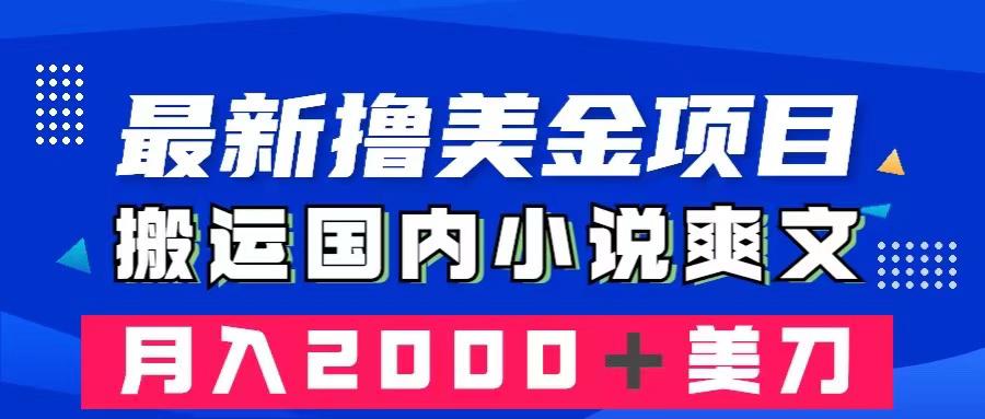 最新撸美金项目：搬运国内小说爽文，只需复制粘贴，月入2000＋美金-超级会员网