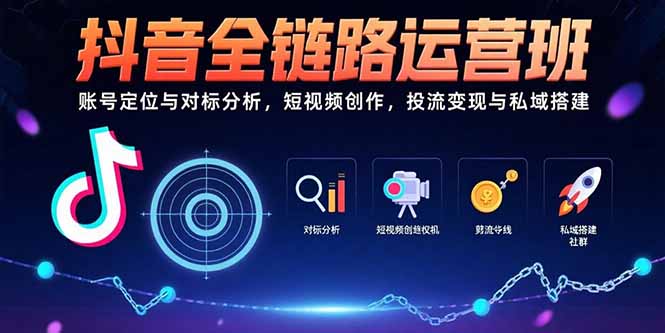 抖音全链路运营班：账号定位与对标分析，短视频创作，投流变现与私域搭建-超级会员网