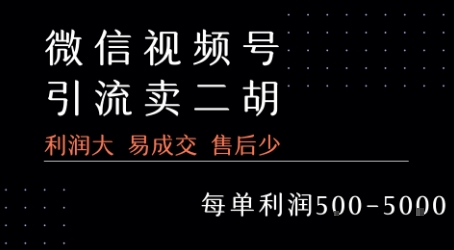 视频号卖二胡教程，利润大 易成交 售后少，一单利润5张+-超级会员网
