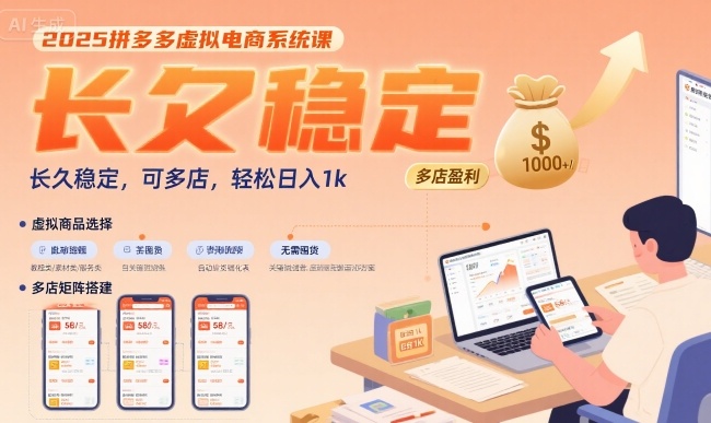 2025拼多多虚拟电商系统课，长久稳定，可多店，轻松日入1k-超级会员网