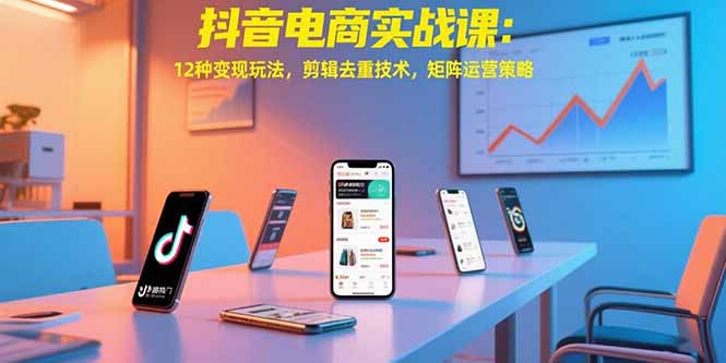 抖音电商实战课：12种变现玩法，剪辑去重技术，矩阵运营策略-超级会员网