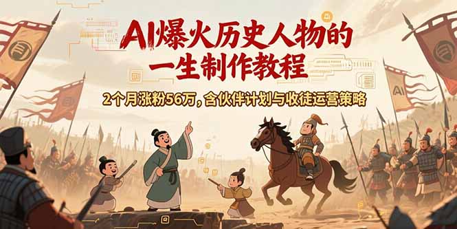 AI历史人物赛道课程，2个月涨粉56万，含伙伴计划与收徒运营策略-超级会员网
