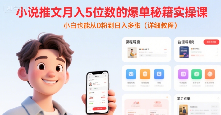 小说推文月入5位数的爆单秘籍实操课，，小白也能从0粉到日入多张(详细教程)-超级会员网