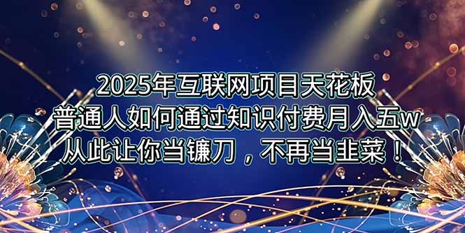 2025年互联网项目天花板，普通人如何通过卖项目实现逆风翻盘，月入5W＋！-超级会员网