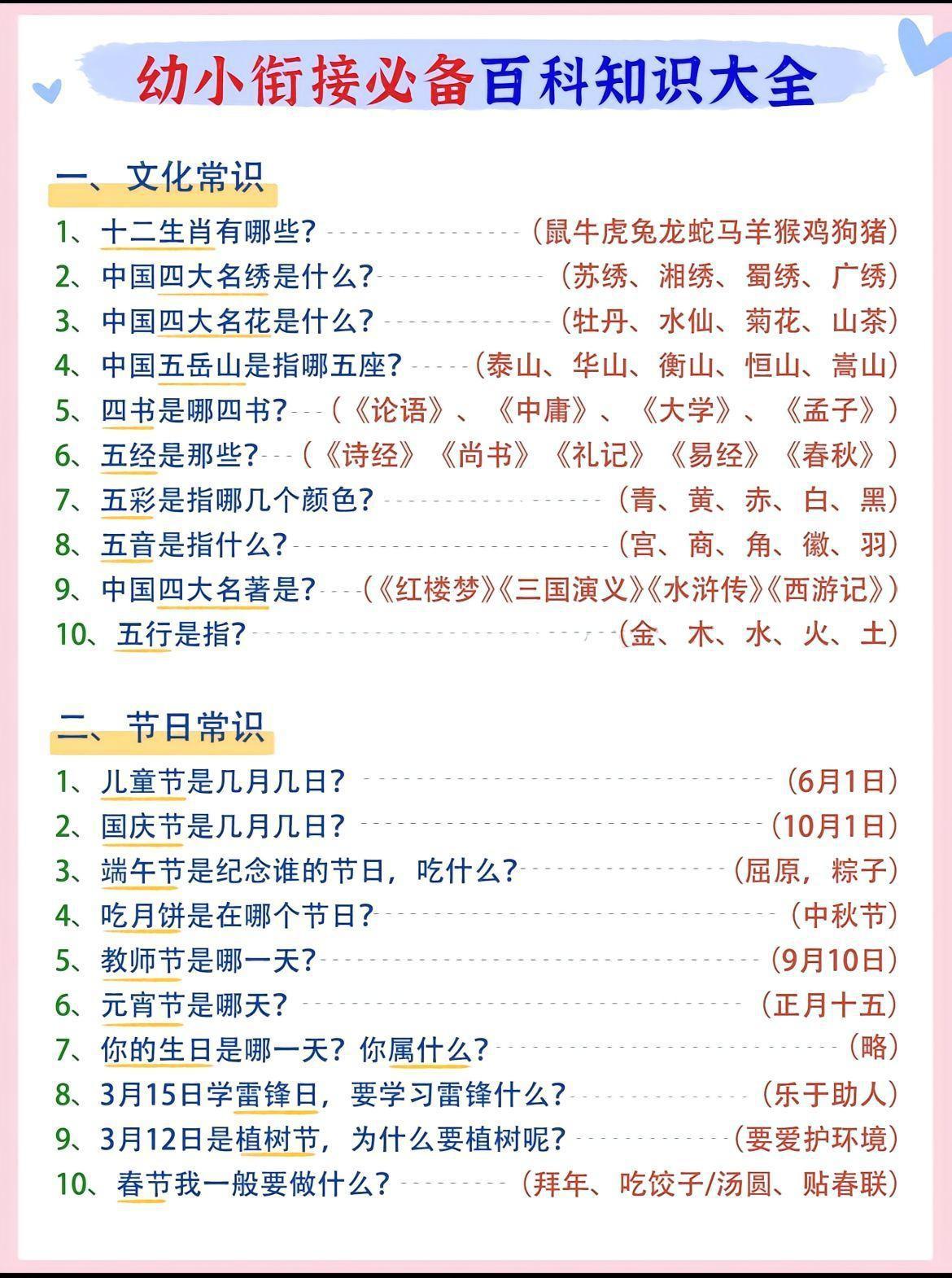 幼小衔接语文必备百科知识大全-超级会员网
