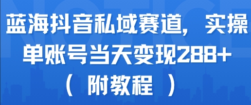 蓝海抖音私域赛道，实操单账号当天变现288+(附教程)-超级会员网