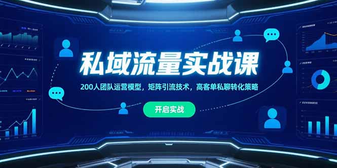私域流量实战课，200人团队运营模型，矩阵引流技术，高客单私聊转化策略-超级会员网