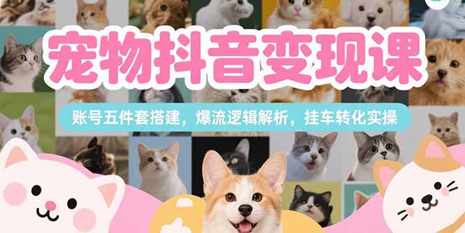 宠物抖音变现课，账号五件套搭建，爆流逻辑解析，挂车转化实操-超级会员网