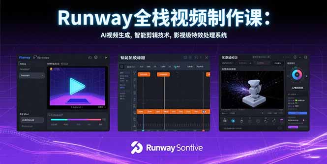 Runway全栈视频制作课：AI视频生成，智能剪辑技术，影视级特效处理系统-超级会员网