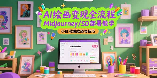 AI绘画变现全流程，Midjourney/SD部署教学，小红书爆款起号技巧-超级会员网