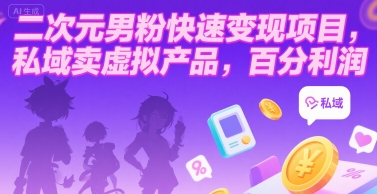 二次元男粉快速变现项目，私域卖虚拟产品，百分利润-超级会员网