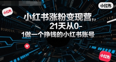 小红书涨粉变现营，21天从0-1做一个挣钱的小红书账号-超级会员网