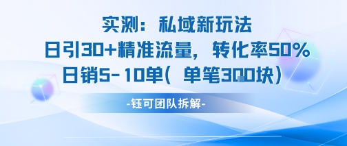实测私域新玩法日引30加精准流量转化率50%日销5-10单每笔3张-超级会员网