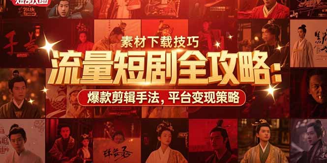 流量短剧全攻略：素材下载技巧，爆款剪辑手法，平台变现策略-超级会员网