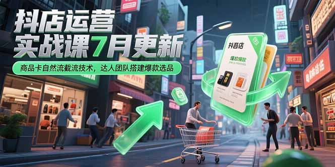 抖店运营实战课7月更新，商品卡自然流截流技术，达人团队搭建爆款选品-超级会员网