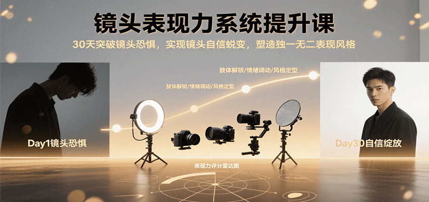镜头表现力系统提升课，30天突破镜头恐惧实现自信蜕变，塑造独一无二表现风格-超级会员网