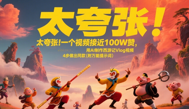 太夸张！一个视频接近100W赞，用AI制作西游记Vlog视频，全流程拆解来了(附万能提示词)-超级会员网