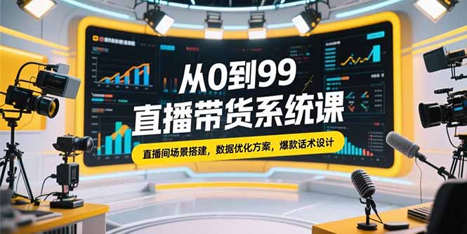 从0到99直播带货系统课，直播间场景搭建，数据优化方案，爆款话术设计-超级会员网