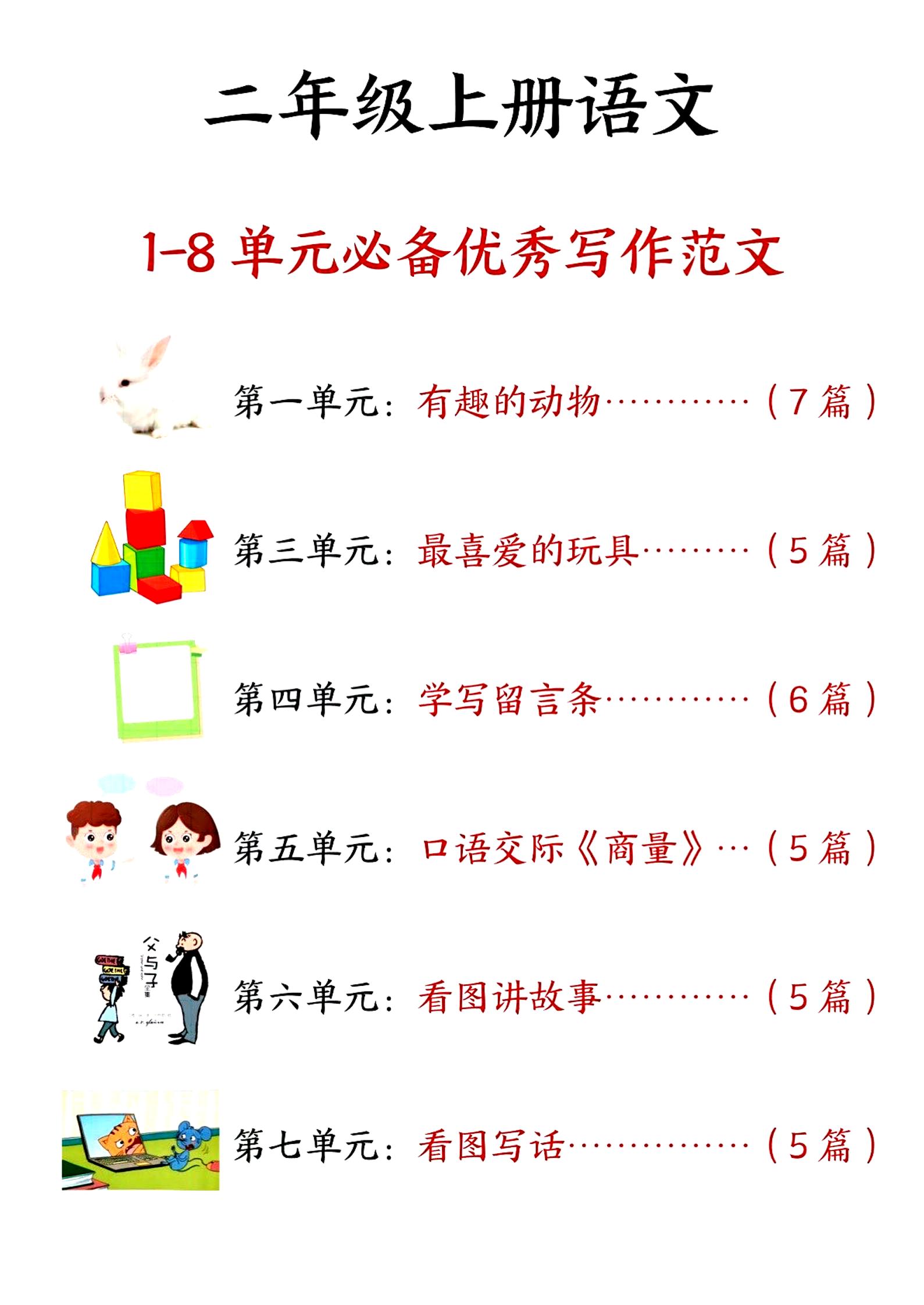 二上语文1-8单元必备优秀写作范文33篇（33页）-超级会员网