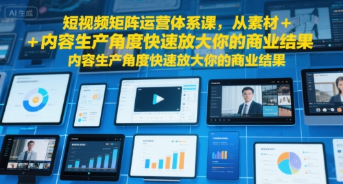短视频矩阵运营体系课，从素材+内容生产角度快速放大你的商业结果-超级会员网