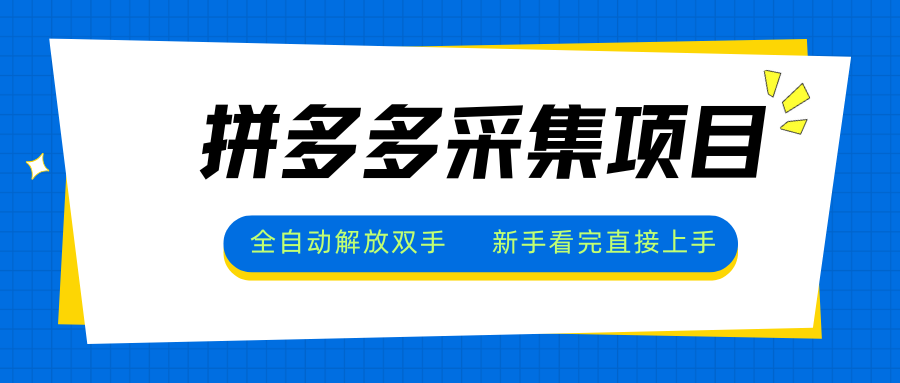 拼多多采集项目，全自动解放双手，单号日入30+-超级会员网