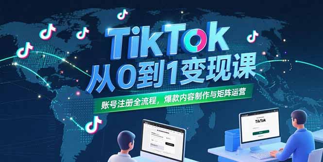 TikTok从0到1变现课，账号注册全流程，爆款内容制作与矩阵运营-超级会员网