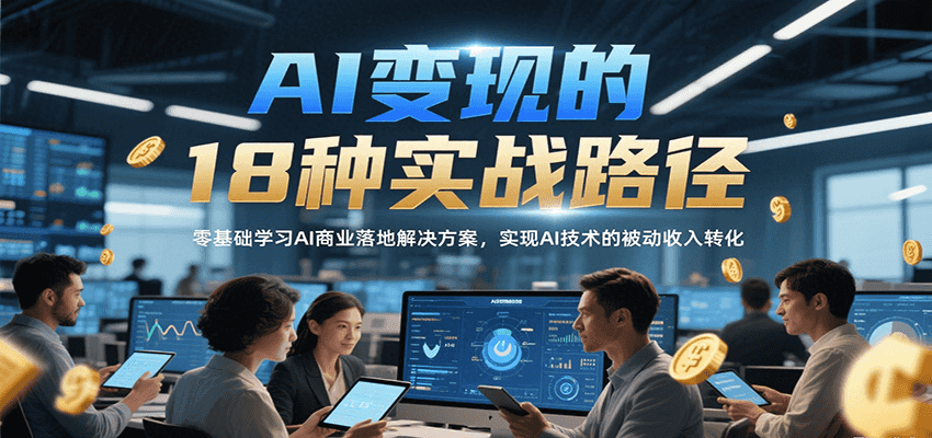 AI变现的18种实战路径，零基础学习AI商业落地解决方案，实现AI技术的被动收入转化-超级会员网