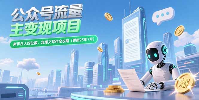 公众号流量主变现项目，新手日入四位数，含爆文写作全攻略(更新25年7月-超级会员网