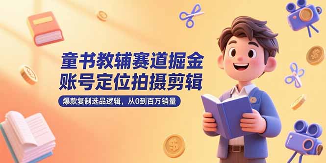 童书教辅赛道掘金，账号定位拍摄剪辑，爆款复制选品逻辑，从0到百万销量-超级会员网
