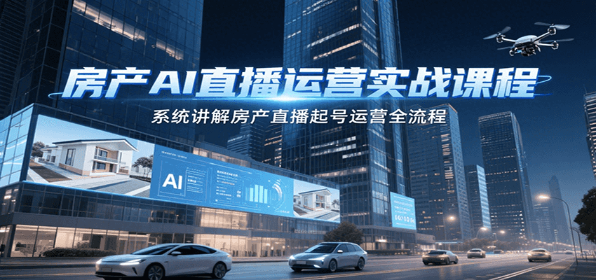 房产AI直播运营实战课程，系统讲解房产直播起号运营全流程-超级会员网