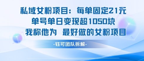 私域女粉项目：每单固定21块，单日变现超1k+，最好做的女粉项目-超级会员网