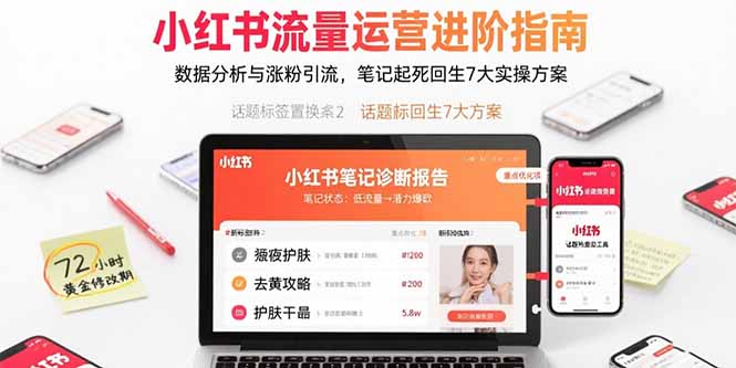 小红书流量运营进阶指南，数据分析与涨粉引流，笔记起死回生7大实操方案-超级会员网