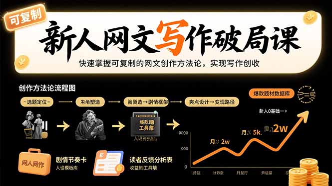 新人网文写作破局课：快速掌握可复制的网文创作方法论，实现写作创收-超级会员网