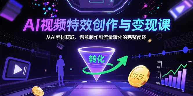 AI视频特效创作与变现课：从AI素材获取、创意制作到流量转化的完整闭环-超级会员网