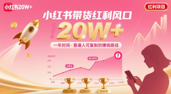 一年时间靠小红书带货项目年入20w+，最不能错的大红利项目-超级会员网