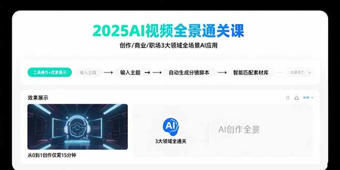 2025AI视频全景通关课：涵盖创作/商业/职场3大领域  掌握AI全场景应用-超级会员网