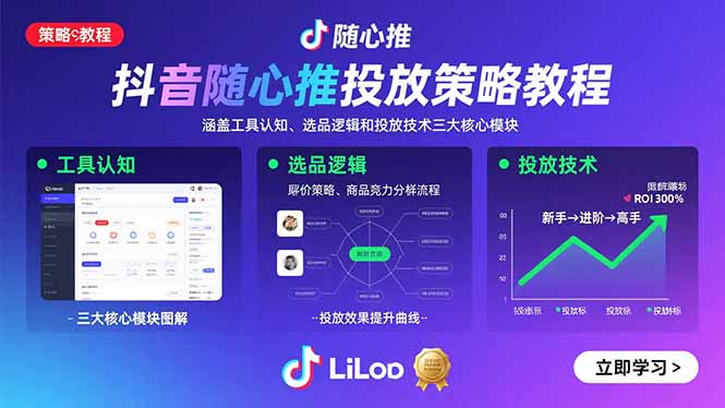 抖音随心推投放策略教程：涵盖工具认知、选品逻辑和投放技术三大核心模块-超级会员网