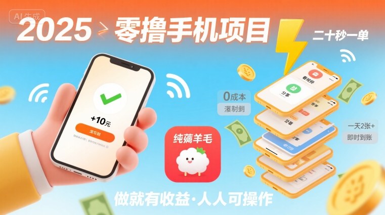 2025年零撸手机项目，二十秒一单，纯薅羊毛 一天2张+做就有-超级会员网