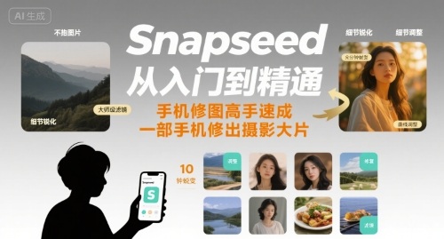 Snapseed从入门到精通，手机修图高手速成，一部手机就能修出摄影大片-超级会员网