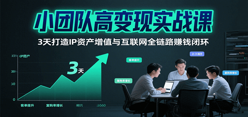 小团队高变现实战课，3天打造IP资产增值与互联网全链路赚钱闭环(第二期)-超级会员网