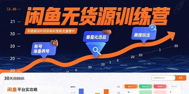 闲鱼无货源训练营：账号准备养号/垂直化选品/黑搜玩法，0基础30天盈利指南-超级会员网