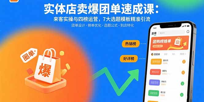 实体店卖爆团单速成课：来客实操与四榜运营，7大选题模板精准引流-超级会员网