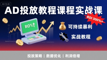 AD投放教程课程实战课，实现广告ROI300%+可持续暴利-超级会员网