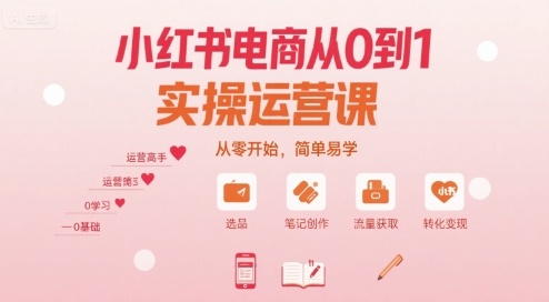 小红书电商从0到1实操运营课，从零开始，简单易学-超级会员网
