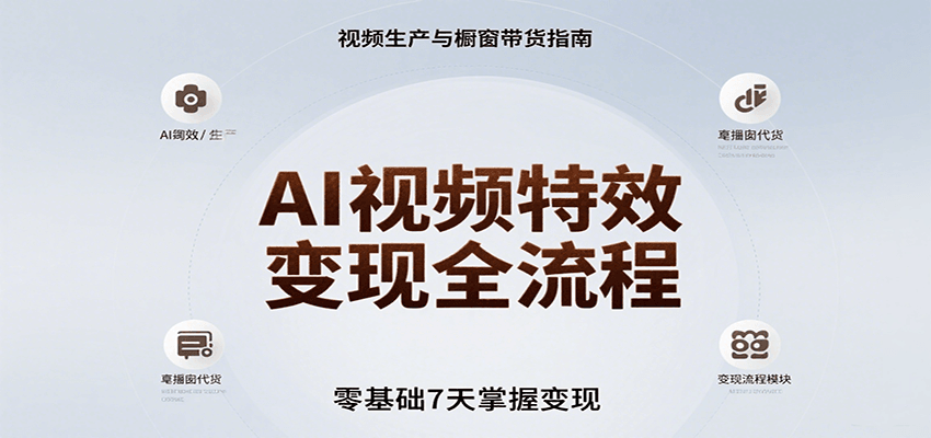 AI视频特效变现全流程，零基础7天掌握视频生产到橱窗带货变现-超级会员网