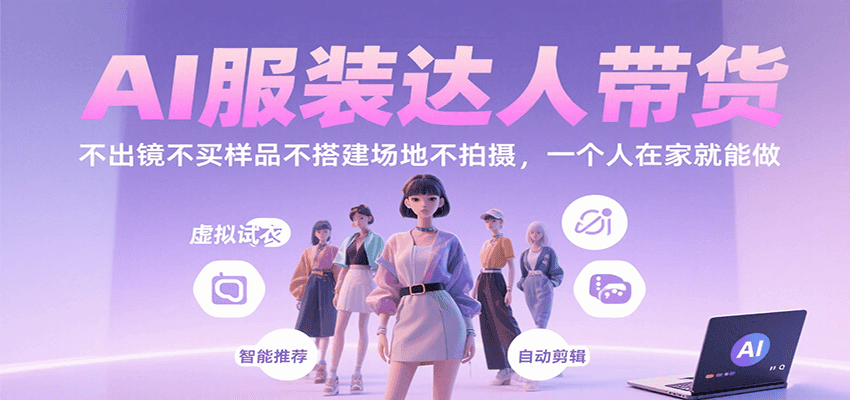 AI服装达人带货，不出镜不买样品不搭建场地不拍摄，一个人在家就能做-超级会员网