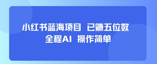 小红书蓝海项目，全程AI，操作简单，已挣五位数-超级会员网
