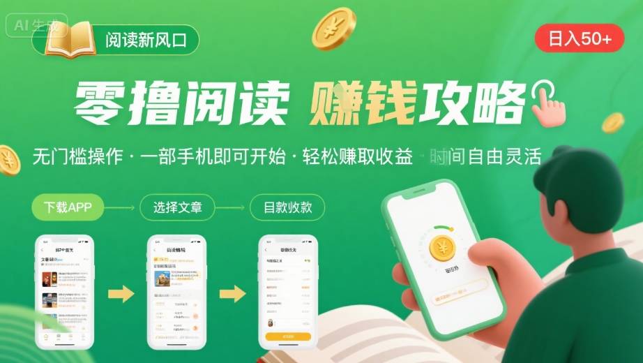 零撸阅读新风口，无门槛轻松挣，一部手机，日入 50-3张【揭秘】-超级会员网