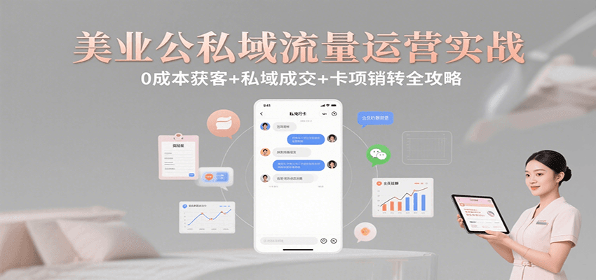 美业公私域流量运营实战：0成本获客+私域成交+卡项销转全攻略-超级会员网
