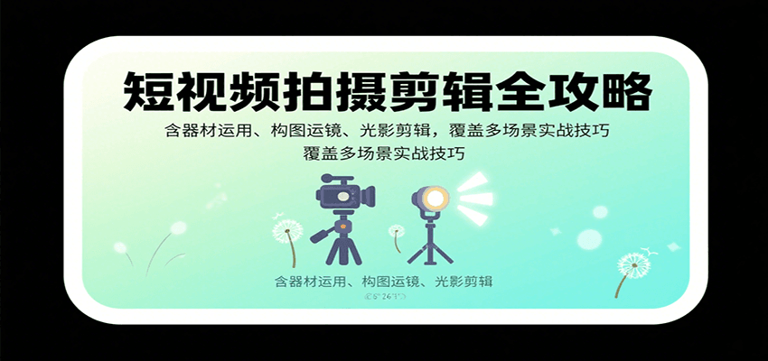 短视频拍摄剪辑全攻略：含器材运用、构图运镜、光影剪辑，覆盖多场景实战技巧-超级会员网